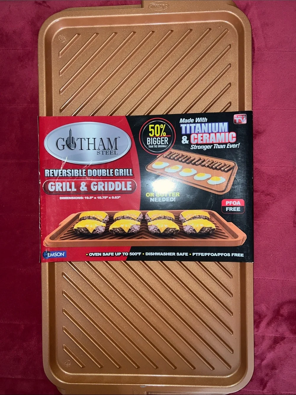 GOTHAM STEEL Reversible Double Grill - Grill & Griddle Nonstick Pan. Brand new